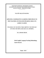Applying cooperative learning principles to the teaching of english speaking skills in large classes 