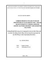 Common errors in the use of english prepositions of place made by non english major students at foreign language center, haiphong university and suggested solutions 