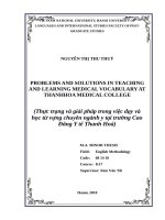 Problems and solutions in teaching and learning medical vocabulary at thanhhoa medical college 