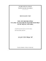 Yếu tố thành công của dự án xây dựng ngành giáo dục có sử dụng vốn ODA