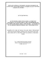 An investigation into using authentic materials to supplement the coursebook on teaching speaking skill grade 12 students in gia binh II high school, bac ninh province 