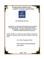 Students’ attitudes towards the teaching of speaking by native english speaking teachers a survey research at thai binh teacher training college 