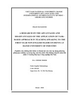 A research on the advantages and disadvantages of the application of task based approach in teaching speaking to the fisrt year non english major students at hanoi university of industry 