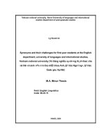 Synonyms and their challenges for first year students at the english department, university of languages and international studies, vietnam national university 
