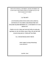 An investigation into using situational contexts in teaching grammar for non english major freshmen in a university in nam dinh city 