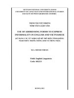 Use of addressing forms to express informality in english and vietnamese  m a  thesis linguistics  60 22 15 