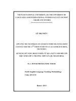 Applying the technique of guessing word meanings from context for 11th form students at le loi high school  m a thesis linguistics 60 14 10 