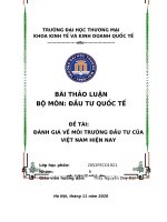Bài thảo luận đánh giá môi trường đầu tư việt nam hiện nay