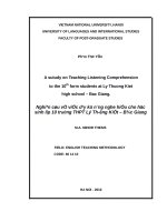 A study on teaching listening comprehension to the 10th form students at ly thuong kiet high school   bac giang  