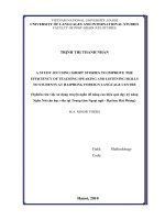 A study on using short stories to improve the effeciency of teaching speaking and listening skills to students at haiphong foreign language centre 