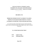 Problems experienced by teachers in teaching writing to english major students at hanoi university of industry and suggested solutions 