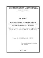 An investigation into teachers’ beliefs and practices regarding using l1 in teaching english at yen dung 1 high school, bac giang  