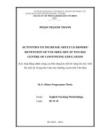 Activities to increase a dult learners retention of vocabulary at yenbai centre of continuing education 