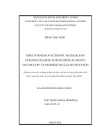 Effectiveness of authentic materials on extensive reading in developing students’ vocabulary in namdinh college of education 