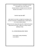 THE EFFECTS OF USING AUTHENTIC MATERIALS ON STUDENTS READING COMPREHENSION ACHIEVEMENT AT LE HOAN HIGH SCHOOL 