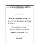 Analyse des procédés linguistiques dans les titres des articles de journaux (cas des articles du journal le monde)  