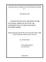 A translation quality assessment of the vietnamese version of the nover the notebook by petal lê (2010) using peter newmarks model 