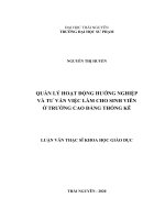 Quản lý hoạt động hướng nghiệp và tư vấn việc làm cho sinh viên ở trường cao đẳng thống kê 