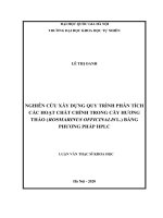 Nghiên cứu xây dựng quy trình phân tích các hoạt chất chính trong cây hươngthảo (rosmarinus officinalis l ) bằng phương pháp HPLC 