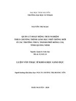 Quản lý hoạt động trải nghiệm theo chương trình giáo dục phổ thông mới ở các trường THCS, thành phố móng cái, tỉnh quảng ninh 
