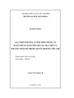 Lựa chọn phương án phù hợp cho dự án bằng thuật toán tiến hóa đa mục tiêu và phương pháp hỗ trợ ra quyết định đa tiêu chí