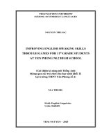 Cải thiện kĩ năng nói tiếng anh thông qua các trò chơi cho học sinh khối 11 tại trường THPT yên phong số 2 