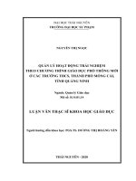 Quản lý hoạt động trải nghiệm theo chương trình giáo dục phổ thông mới ở các trường THCS, thành phố móng cái, tỉnh quảng ninh 