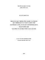 Khảo Sát Quy Trình Công Nghệ Và Áp Dụng Quy Trình Quản Lý Chất Lượng Cho Sản Phẩm Cá Tra