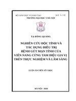 Nghiên cứu tính độc tính và tác dụng điều trị bệnh gút mạn tính của viên nang cứng tam diệu gia vị trên thực nghiệm và lâm sàng 