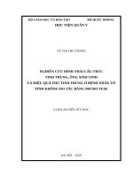 Nghiên cứu hình thái cấu trúc tinh trùng, ống sinh tinh và hiệu quả thu tinh trùng ở bệnh nhân vô tinh không do tắc bằng micro TESE 