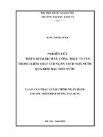 Nghiên cứu triển khai dịch vụ công trực tuyến trong kiểm soát chi ngân sách nhà nước qua kho bạc nhà nước 
