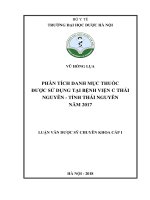 VŨ HỒNG lụa PHÂN TÍCH DANH mục THUỐC đƣợc sử DỤNG tại BỆNH VIỆN c THÁI NGUYÊN   TỈNH THÁI NGUYÊN năm 2017 LUẬN văn dƣợc sỹ CHUYÊN KHOA cấp i hà nội   2018 