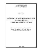 Quản lý rủi ro trong hoạt động sử dụng ngân quỹ nhà nước tại kho bạc nhà nước việt nam 