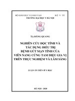 Nghiên cứu tính độc tính và tác dụng điều trị bệnh gút mạn tính của viên nang cứng tam diệu gia vị trên thực nghiệm và lâm sàng 