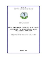 ĐỖ MẠNH CHIẾN PHÂN TÍCH THỰC TRẠNG kê đơn THUỐC NGOẠI TRÚ tại BỆNH VIỆN đa KHOA THANH hóa năm 2018 LUẬN văn dƣợc sĩ CHUYÊN KHOA cấp i 