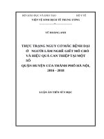Thực trạng nguy cơ mắc bệnh dại ở người làm nghề giết mổ chó và hiệu quả can thiệp tại một số quận, huyện của thành phố hà nội, năm 2016 2018 