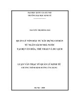Quản lý vốn đầu tư xây dựng cơ bản từ ngân sách nhà nước tại bộ văn hóa, thể thao và du lịch 
