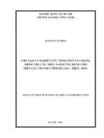 Chế tạo và nghiên cứu tính chất của màng  mỏng tio2 cấu trúc nano ứng dụng cho điện  cực pin mặt trời quang   điện – hóa 