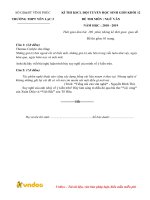 Đề thi khảo sát chất lượng đội tuyển học sinh giỏi môn Ngữ văn lớp 12 năm học 2018-2019 – Trường THPT Yên Lạc 2