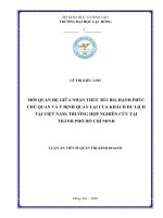 Mối quan hệ giữa nhận thức rủi ro, hạnh phúc chủ quan và ý định quay lại của khách du lịch tại việt nam trường hợp nghiên cứu tại thành phố hồ chí minh 