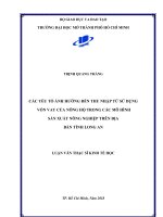 các yếu tố ảnh hưởng đến thu nhập từ sử dụng vốn vay của nông hộ trong các mô hình sản xuất nông nghiệp trên địa bàn tỉnh long an 