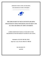 the employment of metacognitive reading strategies by tesol postgraduates intakes 9 and 10 at ho chi minh city open university 