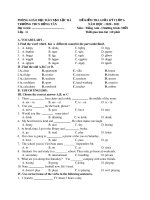 Đề kiểm tra giữa học kì 1 môn Tiếng Anh lớp 6 năm học 2020-2021 – Trường THCS Hồng Tân