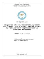 Mối quan hệ giữa nhận thức rủi ro, hạnh phúc chủ quan và ý định quay lại của khách du lịch tại việt nam trường hợp nghiên cứu tại thành phố hồ chí minh tt 