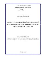 Nghiên cứu thuật toán cây quyết định sử dụng phân tích ngưỡng kép cho ứng dụng phân loại hành vi của bò  
