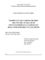 Nghiên cứu quy trình chế biến trà túi lọc từ quả sung (ficus glomerata) và khảo sát hoạt tính sinh học của sản phẩm