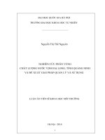 Nghiên cứu phân vùng chất lượng nước vịnh hạ long, tỉnh quảng ninh và đề xuất giải pháp quản lý và sử dụng 
