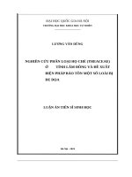 Nghiên cứu phân loại họ chè (theaceae d  don) ở tỉnh lâm đồng và đề xuất biện pháp bảo tồn một số loài bị đe dọa 