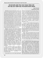 Vấn đề biểu hiện tình thái trong tiếng Việt với việc dạy tiếng Việt cho người nước ngoài