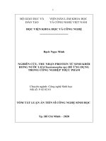 Nghiên cứu, thu nhận protein từ sinh khối rong nước lợ (chaetomorpha sp ) để ứng dụng trong công nghiệp thực phẩm  tt 